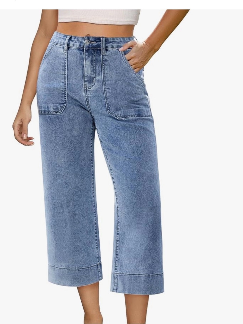 Capri Jeans for Women High Waisted Wide Leg
